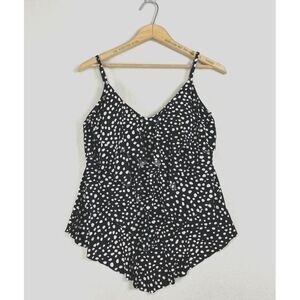 Miraclesuit Kirkland Womens Sz 12 Tankini Swim Top Tiered Polka Dot Wireless Bra
